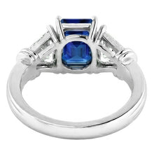 Afbeelding in Gallery-weergave laden, 3 steen Trilliant Natuurlijke echte diamant ( niet in het laboratorium gekweekt )en ring 1,50 karaat stralende gouden saffier 14K
