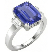 Afbeelding in Gallery-weergave laden, echte baguette diamant 3karaat ring zijaanzicht