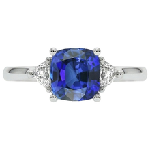 Afbeelding in Gallery-weergave laden, echte round saffier 2.75karaat ring close-up detail