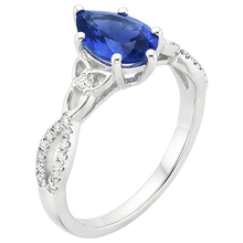 Afbeelding in Gallery-weergave laden, 3 stenen ring Ceylon saffier & ronde Natuurlijke echte diamanten ( niet in een laboratorium gekweekt ) accenten 3,75 karaat