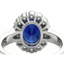 Afbeelding in Gallery-weergave laden, 3 stenen stijl 2.60 ct Sri Lankaanse saffier en Natuurlijke echte diamanten ( niet in een laboratorium gekweekt ) ring WG 14K