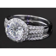 Afbeelding in Gallery-weergave laden, 3.50 Karaat Echt Diamant Ronde Halo Instelling Verlovingsring