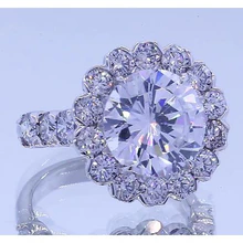 Afbeelding in Gallery-weergave laden, 3.50 Karaat Echt Diamanten Ronde Halo Jubileumring Wit Goud 14K