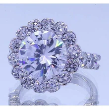 Afbeelding in Gallery-weergave laden, 3.50 Karaat Echt Diamanten Ronde Halo Jubileumring Wit Goud 14K