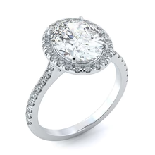 Afbeelding in Gallery-weergave laden, 3.50 Karaat Ovale En Ronde Echt Diamanten Verlovingshalo Ring