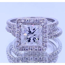 Afbeelding in Gallery-weergave laden, 3.50 Karaat Prinses Geslepen Echt Diamanten Halo Fancy Ring Wit Goud 14K