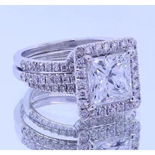 Afbeelding in Gallery-weergave laden, 3.50 Karaat Prinses Geslepen Echt Diamanten Halo Fancy Ring Wit Goud 14K