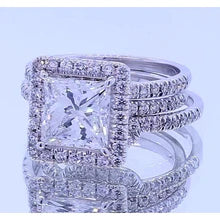 Afbeelding in Gallery-weergave laden, 3.50 Karaat Prinses Geslepen Echt Diamanten Halo Fancy Ring Wit Goud 14K
