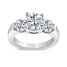 Afbeelding in Gallery-weergave laden, 3.76 Karaat Ronde Echt Diamanten Drie Stenen Stijl Verlovingsring Sieraden