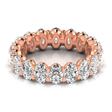 Afbeelding in Gallery-weergave laden, Diamant Ovaal Geslepen Eternity Band in 14K Rosé Goud – vooraanzicht
