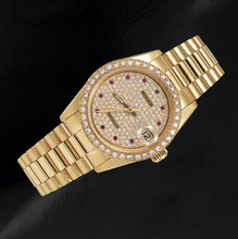 Afbeelding in Gallery-weergave laden, Rolex Datejust 68278 31 mm Horloge met Pavé Diamanten Wijzerplaat en President-band 18k