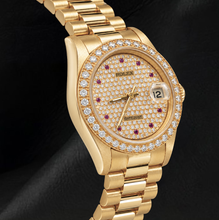 Afbeelding in Gallery-weergave laden, Rolex Datejust 68278 31 mm Horloge met Pavé Diamanten Wijzerplaat en President-band 18k