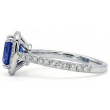 Afbeelding in Gallery-weergave laden, echte round saffier 3karaat ring close-up detail