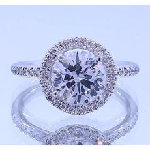 Afbeelding in Gallery-weergave laden, 3 Karaat Ronde Echt Diamanten Halo Verlovingsring 14K Witgoud