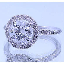 Afbeelding in Gallery-weergave laden, 3 Karaat Ronde Echt Diamanten Halo Verlovingsring 14K Witgoud