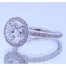 Afbeelding in Gallery-weergave laden, 3 Karaat Ronde Echt Diamanten Halo Verlovingsring 14K Witgoud