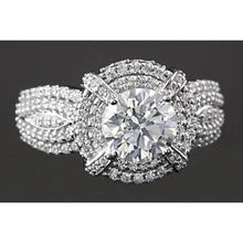 Afbeelding in Gallery-weergave laden, 3 Karaat Vintage Look Jubileum Ring Ronde Echt Diamant Wit Goud 14K