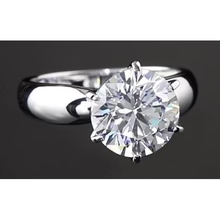Afbeelding in Gallery-weergave laden, 3 Karaats Echt Diamant Solitaire verlovingsring Prong Setting Wit Goud 14K