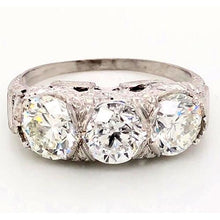 Afbeelding in Gallery-weergave laden, 3 Stenen Echt Diamanten Ring 4,50 Karaat Antieke Stijl Filigraan Milgrain