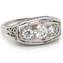 Afbeelding in Gallery-weergave laden, 3 Stenen Echt Diamanten Verlovingsring 1,75 Karaat Vintage Stijl Sieraden