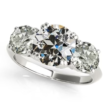 Afbeelding in Gallery-weergave laden, 3 Stenen Ring Ronde Oude Mijn geslepen Echt Diamanten Dubbele Tanden Set 6,50 Karaat