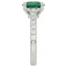 Afbeelding in Gallery-weergave laden, echte round smaragd 3.15karaat ring met diamantaccenten