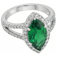 Afbeelding in Gallery-weergave laden, 3,35 karaat groene smaragd met Natuurlijke echte diamanten ( niet in een laboratorium gekweekt ) ringtand set wit goud 14K
