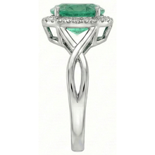 Afbeelding in Gallery-weergave laden, 3,5 ct groen ovaal geslepen Groente smaragd met diamanten verlovingsring