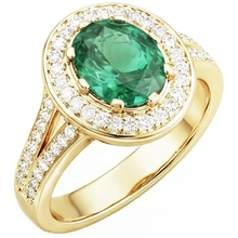 Afbeelding in Gallery-weergave laden, 3,5 ct ovaal geslepen groene smaragd met halo Natuurlijke echte diamanten ( niet in een laboratorium gekweekt ) ring
