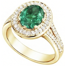 Afbeelding in Gallery-weergave laden, 3,5 ct ovaal geslepen groene smaragd met halo Natuurlijke echte diamanten ( niet in een laboratorium gekweekt ) ring