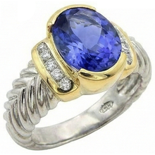 Afbeelding in Gallery-weergave laden, echte round tanzaniet 3.50karaat ring close-up detail
