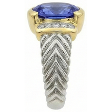 Afbeelding in Gallery-weergave laden, echte round tanzaniet 3.50karaat ring met diamantaccenten