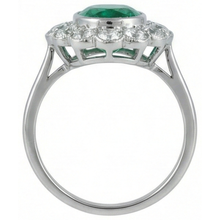Afbeelding in Gallery-weergave laden, 3,75 karaat ovale groene smaragd met diamanten verlovingsring wit goud 14K