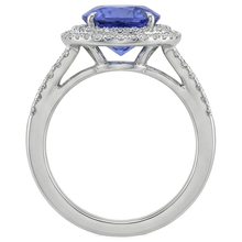 Afbeelding in Gallery-weergave laden, echte round tanzaniet 3.80karaat ring met diamantaccenten