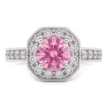 Afbeelding in Gallery-weergave laden, 3,91 Karaat Roze Saffier Halo Ring met uit de aarde gewonnen Diamanten