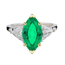 Afbeelding in Gallery-weergave laden, Edelsteen Ring Bicolor 14K Goud met Smaragd – hoofdaanzicht