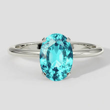 Afbeelding in Gallery-weergave laden, 3ct ovale Paraiba-toermalijn viertandige solitaire