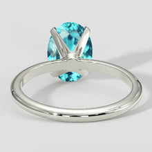 Afbeelding in Gallery-weergave laden, 3ct ovale Paraiba-toermalijn viertandige solitaire