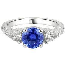 Afbeelding in Gallery-weergave laden, 4.01 Ct Trouwring Sri Lanka Saffier Triljoen Diamanten 3-Stone