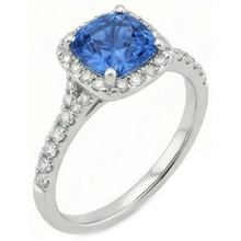 Afbeelding in Gallery-weergave laden, echte round saffier 4.10karaat ring vooraanzicht