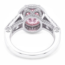 Afbeelding in Gallery-weergave laden, 4.11 Ct Solitaire Met Accenten Ronde Halo Roze Saffier Ring Edelsteen