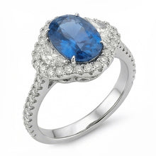Afbeelding in Gallery-weergave laden, echte round saffier 4.25karaat ring close-up detail