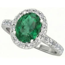 Afbeelding in Gallery-weergave laden, 4.30 ct ovale groene smaragd en Natuurlijke echte diamanten ( niet in een laboratorium gekweekt ) verlovingsring