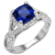 Afbeelding in Gallery-weergave laden, 4.50 karaat Sri Lankaanse saffier met Natuurlijke echte diamanten ( niet in een laboratorium gekweekt ) ring wit goud 14K