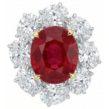 Afbeelding in Gallery-weergave laden, 4.50 karaat rode robijn met Natuurlijke echte diamanten ( niet in een laboratorium gekweekt ) ring bloem stijl sieraden nieuw