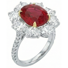 Afbeelding in Gallery-weergave laden, 4.50 karaat rode robijn met Natuurlijke echte diamanten ( niet in een laboratorium gekweekt ) ring bloem stijl sieraden nieuw