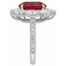 Afbeelding in Gallery-weergave laden, 4.50 karaat rode robijn met Natuurlijke echte diamanten ( niet in een laboratorium gekweekt ) ring bloem stijl sieraden nieuw