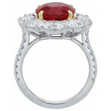 Afbeelding in Gallery-weergave laden, 4.50 karaat rode robijn met Natuurlijke echte diamanten ( niet in een laboratorium gekweekt ) ring bloem stijl sieraden nieuw