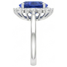 Afbeelding in Gallery-weergave laden, 4.60 Karaat Triljoen Ceylon Saffier Ronde Diamanten Ring Wit Goud 14K