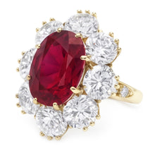 Afbeelding in Gallery-weergave laden, 4.75 Ct Rode Saffier Met Diamanten Trouwring Wit Goud 14K
